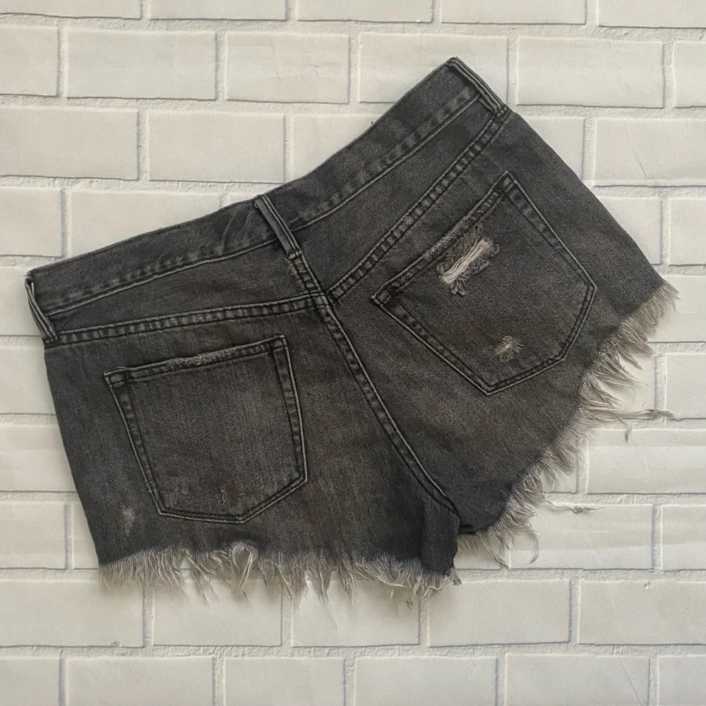 Free People We The Free Gray Faded Denim Cutoff Jean Shorts - Picture 5 of 8